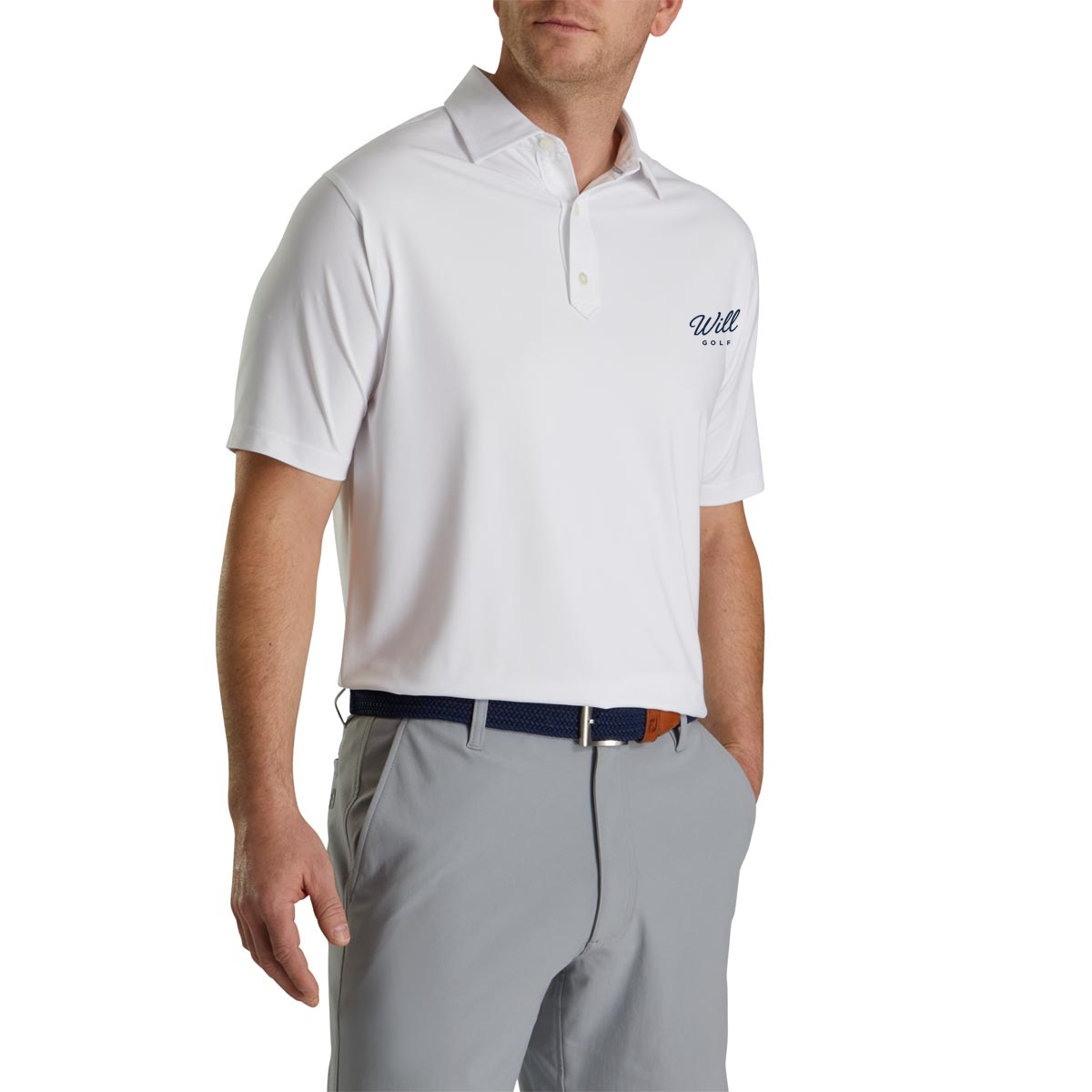 Will Golf FootJoy Solid Lisle Golf Shirts with script logo on the front left chest
