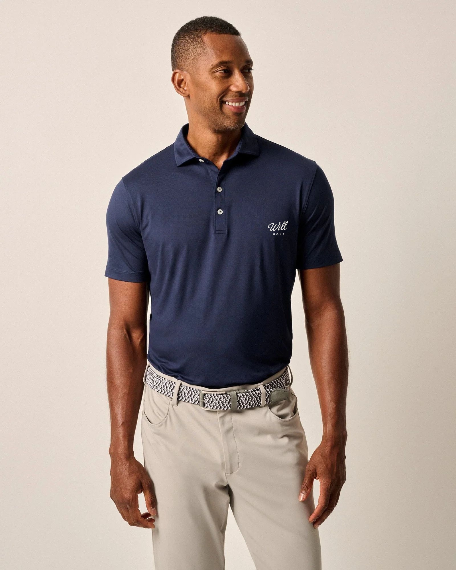 Will Golf johnnie-O Featherweight Performance Huron Golf Shirt with script logo on the front left chest