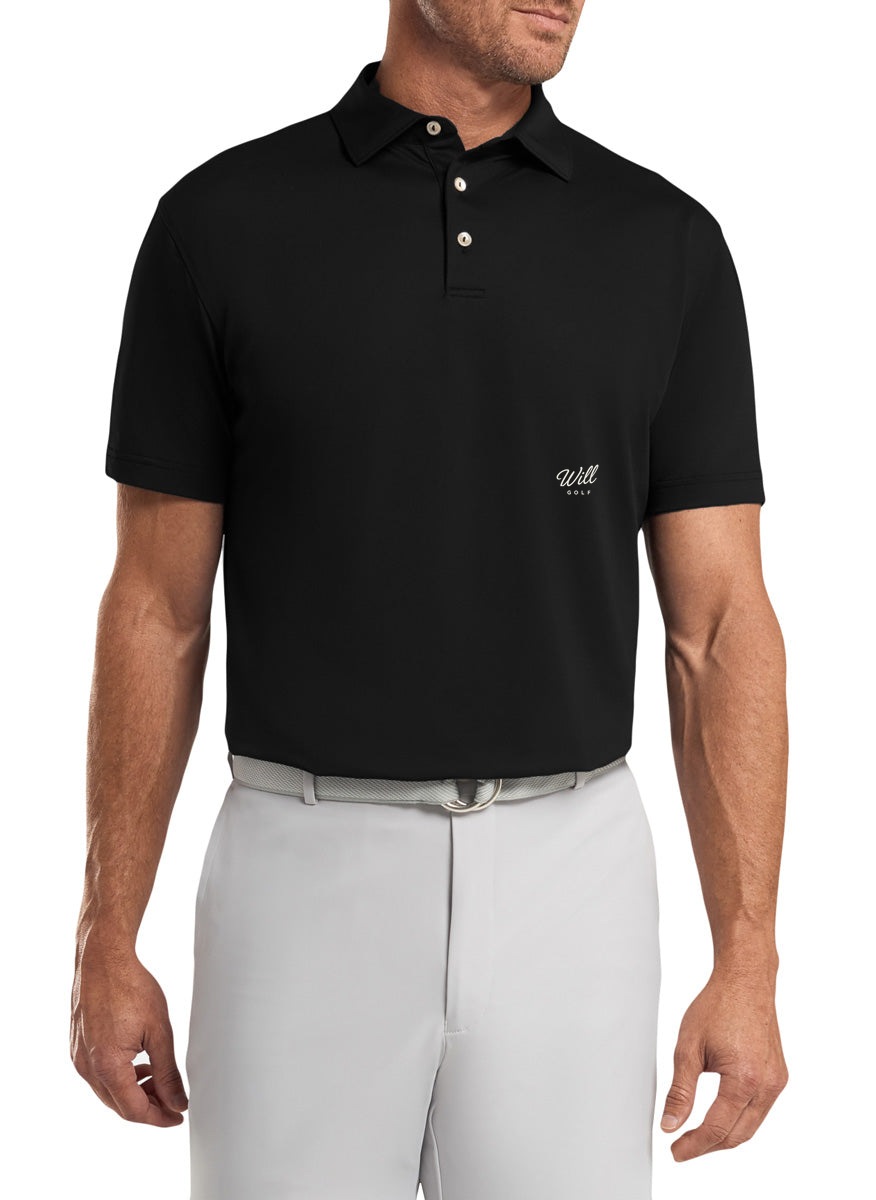 Will Golf Peter Millar Solid Performance Mesh Golf Shirts with script logo on the front left chest