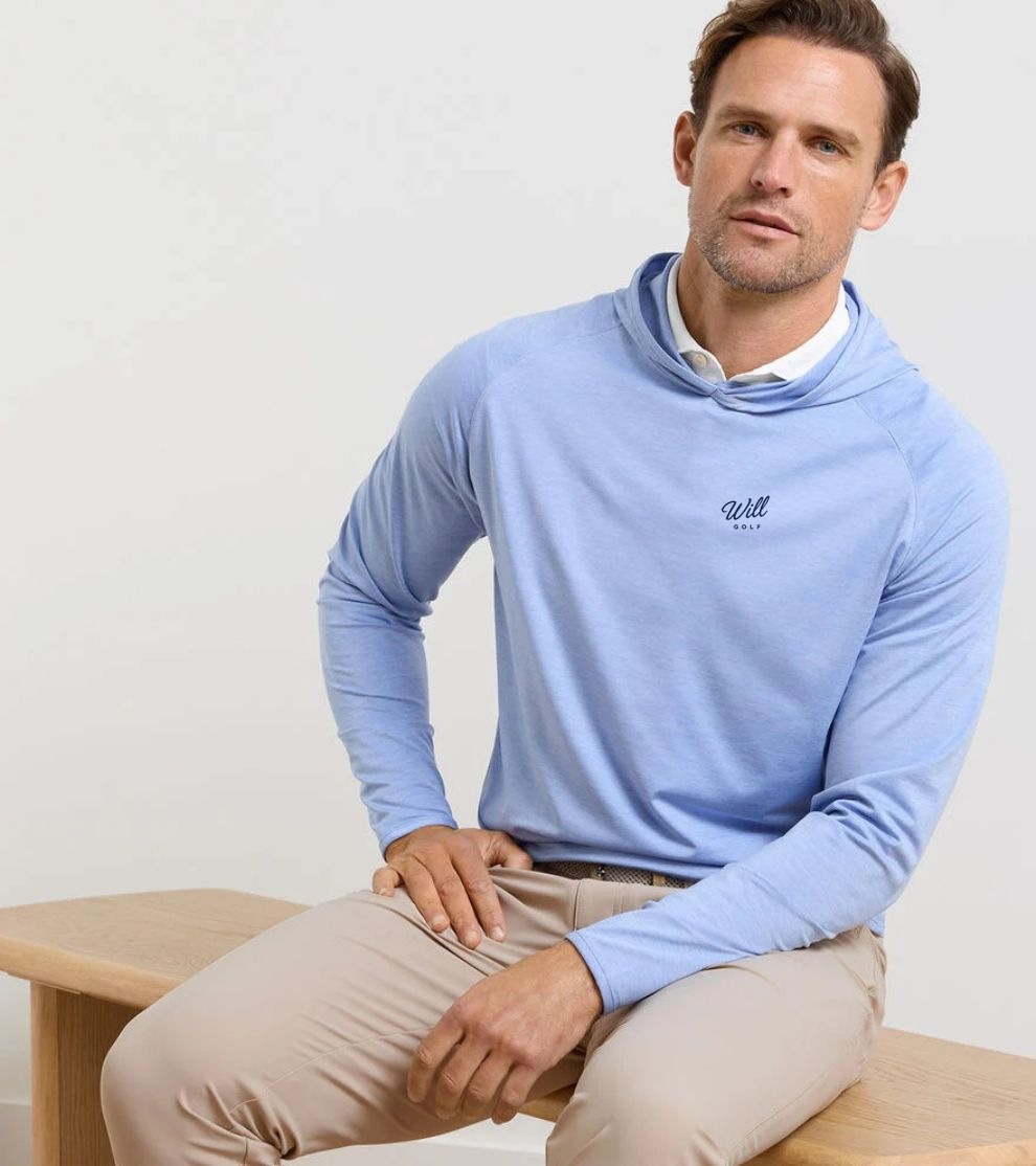 Will Golf Peter Millar Stealth Performance Hoodies - Tour Fit with script logo on the front left chest